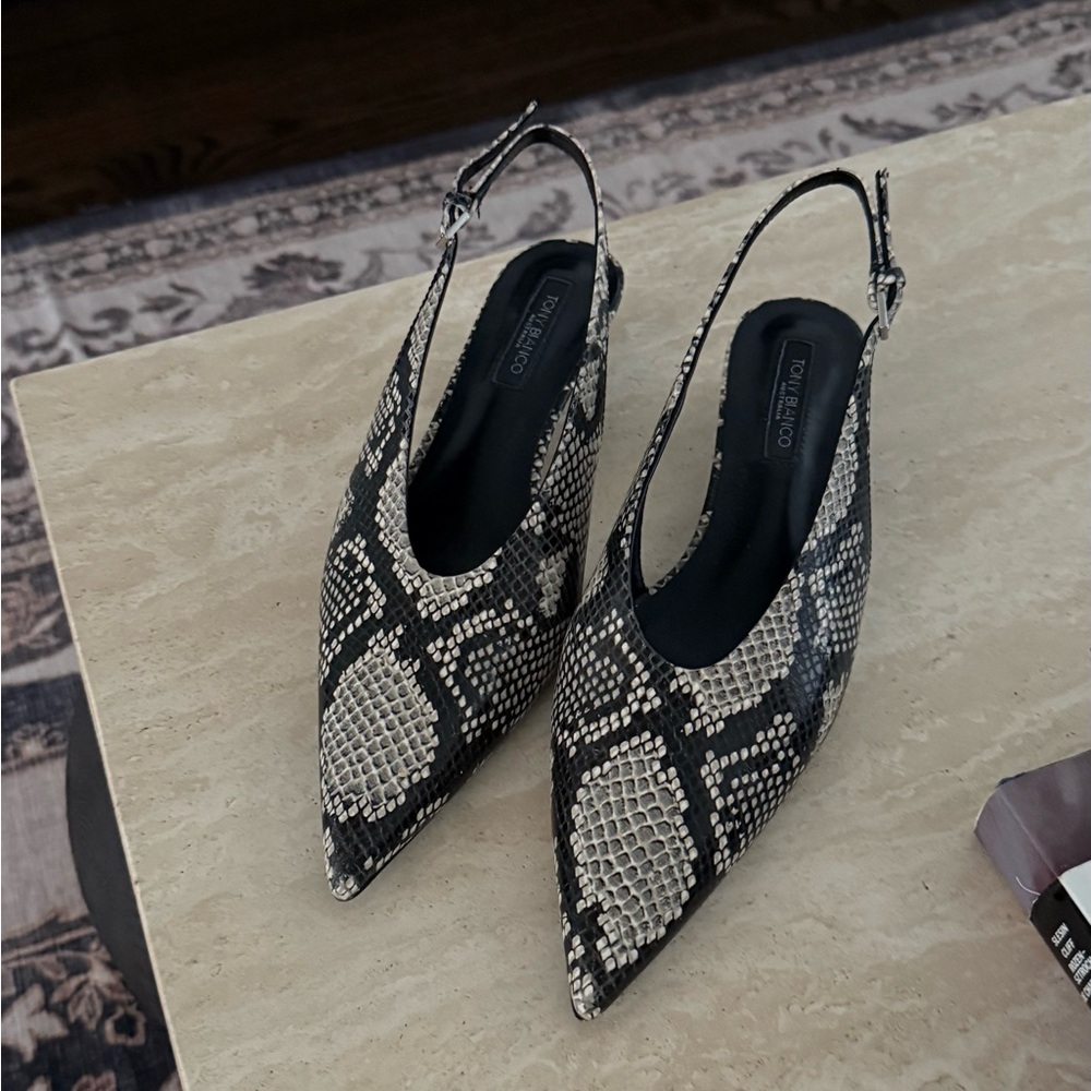Tony Bianco Black and White Snakeskin Heels